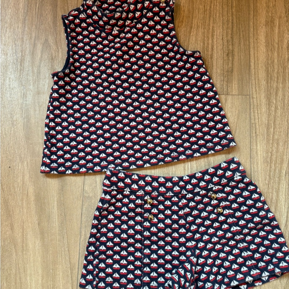 Janie and Jack Sailboat Print Outfit